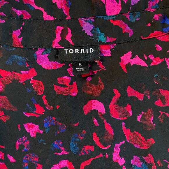 Torrid Women's Multicolor Cheetah Long Sleeve Button Up Blouse Top Plus size 6 - Picture 8 of 9